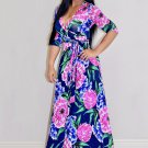 Floral Print Tie Waist Maxi Dress