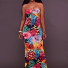 Multi-Color Print Key-Hole Back Maxi Dress