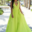 Sleeveless V Neck Sexy Maxi Chiffon Dress