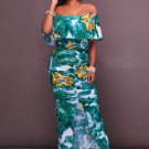 Multi-Color Floral Print Off-The-Shoulder Maxi Dress