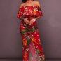 Multi-Color Floral Print Off-The-Shoulder Maxi Dress