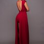 V Neck Backless Slit Sexy Maxi Dress