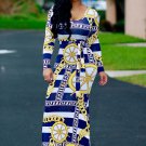 Women's Print Bodycon Long Sleeve Party Dress