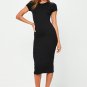 Women's Fashion Sexy Solid Short Sleeve Slim Bodycon Dres