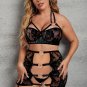 Plus Size Wet Look Garter Skirt Set