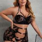 Plus Size Wet Look Garter Skirt Set