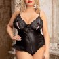Plus Size Beatrix Leather & Lace Teddy