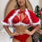 3pack Fuzzy Trim Mesh Christmas Lingerie Set
