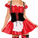 Red French Maid Style Dress Costume