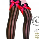 Red Satin Bow Stripe Thigh Highs