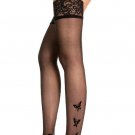 Butterfly Pattern Thigh Highs with Lace Top Stockings
