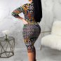 Women's Fashion Printing V-neck Slim Sexy Bodycon Dress