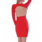 Deep V Neck Hollow Backless Bodycon Dress Long Sleeve Sexy Club Party Dress