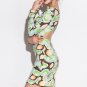 Candy Color Long Sleeve Stone Pattern Print Club Dress