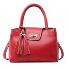 Tassel Turn Twist Genuine Leather Tote Handbag