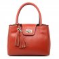 Tassel Turn Twist Genuine Leather Tote Handbag