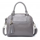 Classic Genuine Leather Tote Handbag with Tassel