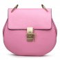 Turn Twist Mini Genuine Leather Shoulder Bag with Gold Chain