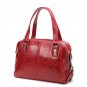 Zip Genuine Leather Tote Shoulder Bag Three Interlayer