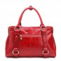 Large Belt Accent Genuine Leather Tote Bag