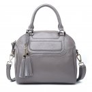 Classic Genuine Leather Tote Handbag with Tassel