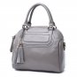 Classic Genuine Leather Tote Handbag with Tassel