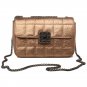 Chic Metal Strap Quilted Genuine Leather Shoulder Bag