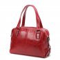 Zip Genuine Leather Tote Shoulder Bag Three Interlayer