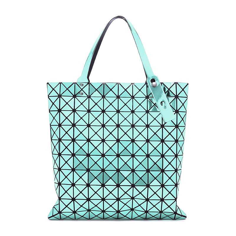 Geometric Plaid Tote Bag PU Leather Shoulder Bag Top-handle Handbags Large