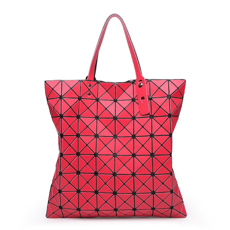 Geometric Rhombic Tote Bag Glossy PU Leather Shoulder Bag Top-handle Handbags