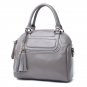Classic Genuine Leather Tote Handbag with Tassel