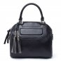 Classic Genuine Leather Tote Handbag with Tassel