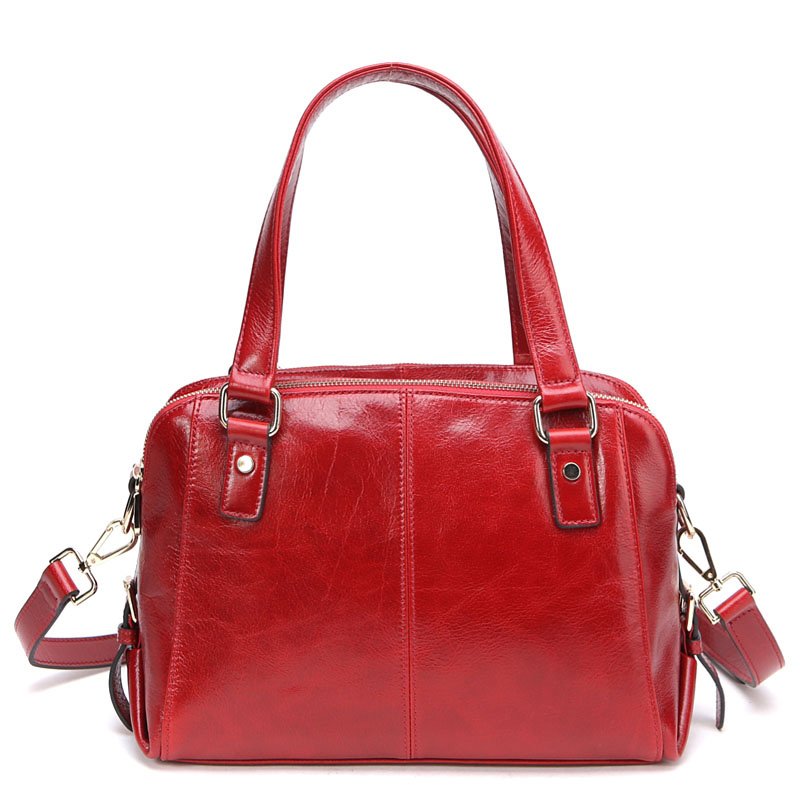 Zip Genuine Leather Tote Shoulder Bag Three Interlayer