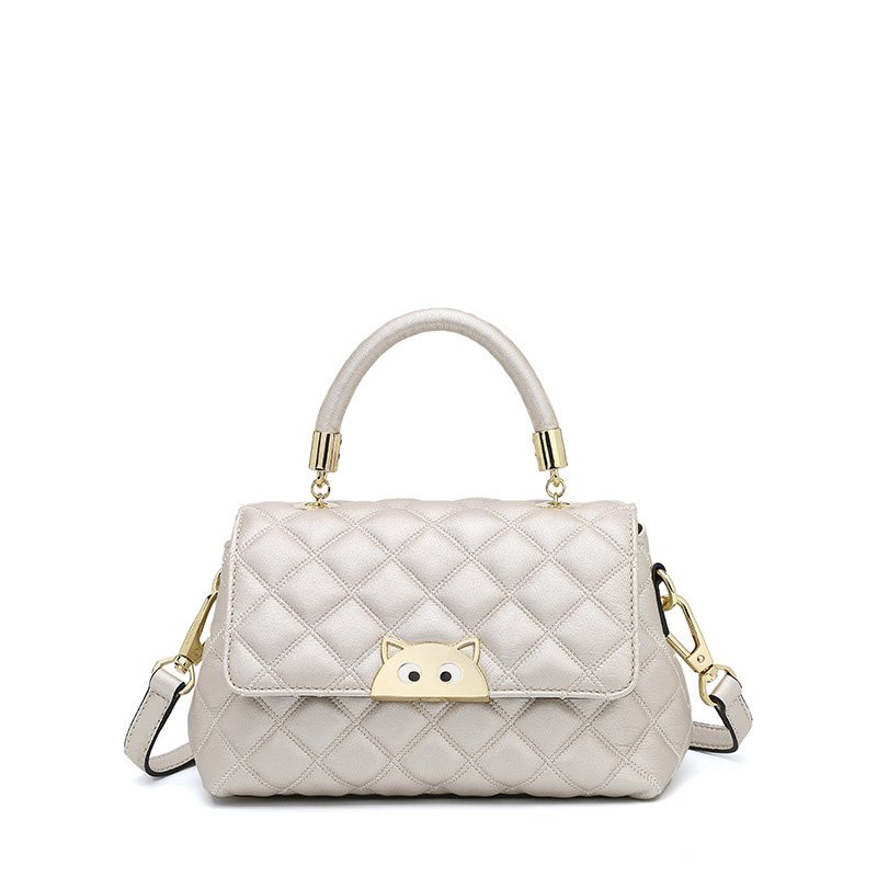 Classic Lingge Shoulder Bag PU Elegant Crossbody Bag Portable Tote Bag