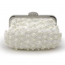 Mini Satin Soft Clutch Pearl Handbag Evening Bag