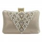 Pearl Beads / Rhinestone Brooches Hard Case Clutch Evening Bag