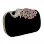 Elegant Rhinestone Peacock Clasp Velvet Cocktail Evening Handbag