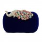 Elegant Rhinestone Peacock Clasp Velvet Cocktail Evening Handbag