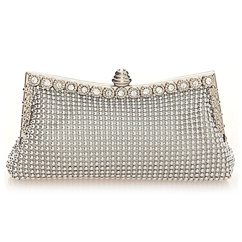Dimple Mesh Beaded Mini Clutch Evening Bag
