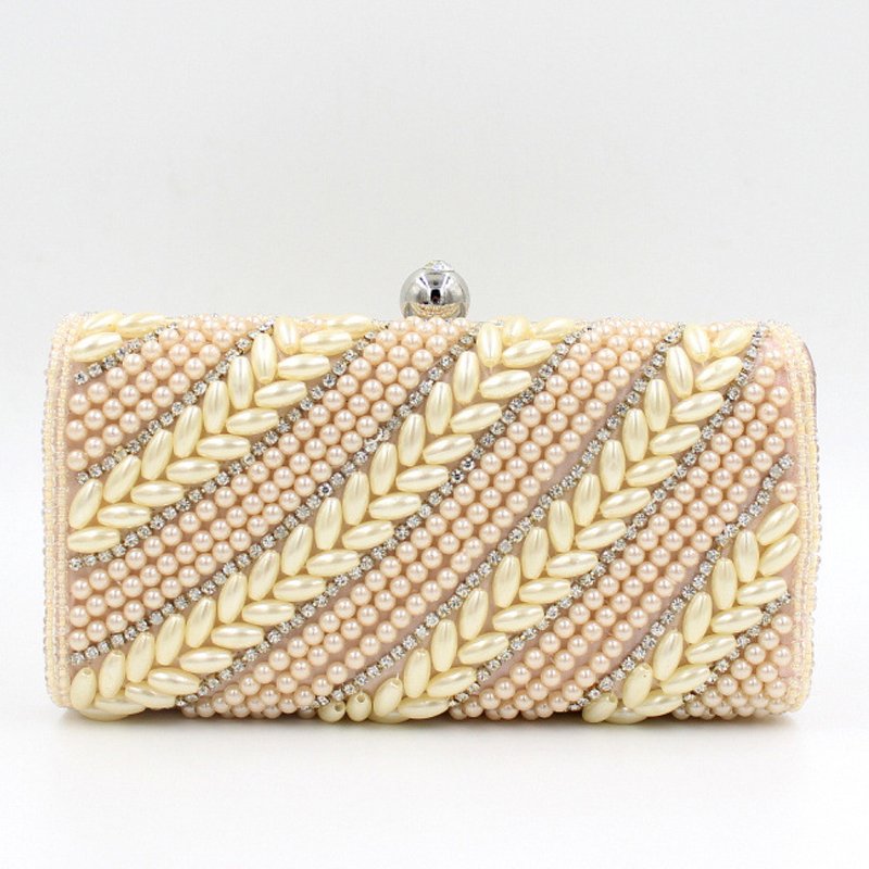 Handmade Crystal Rhinestone Pearl Beaded Evening Bag