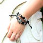 Black Dual Strand Alloy Cross Braided Leather Bracelet