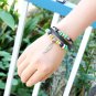 Black Multi-strand Beads Leather Bracelet With Wing Pendant