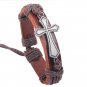 Retro Alloy Cross PU Leather Bracelet