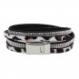 Leopard Pattern Rhinestone Studded Leather Bracelet