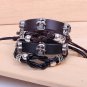 Pirate Skulls Handmade Beads Rope Weave Leather Bracelet