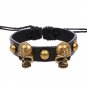 Retro Sex Pot Skulls Handmade Rivets Leather Bracelet