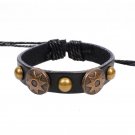 Retro Sun Pattern Handmade Rivets Leather Bracelet