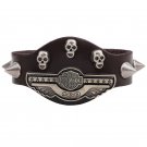 Rock Alloy Skull PU Leather Bracelet With Sharp Rivets