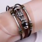 Luxe Silver Dragon PU Leather Bracelet With Rivets Rope