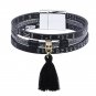 3 Layer Letter Pattern PU Leather Bracelet With Tassel